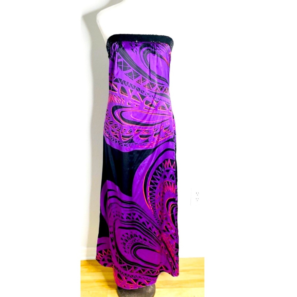 Trina Turk Silk Sequin Maxi Dress 12 Strapless Formal Cocktail Date Wedding